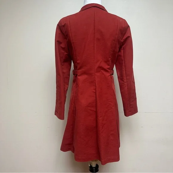 See by Chloé Coat Cotton Belted Rust Red Size 2 - Picture 7 of 17